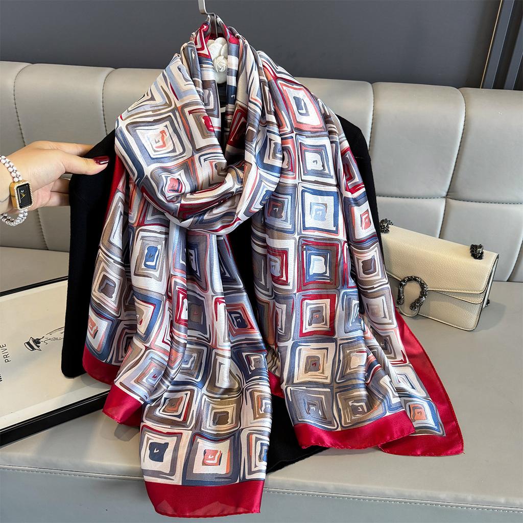Women 180*90cm Fashion Beautiful Soft Silk Scarves Female Lady Shawl Hijab Wrap Foulard Bandanna Muffler Beach Pareo
