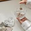 Heart-Shaped Glass Jewelry Box with Bow - European Embossed Retro Decor