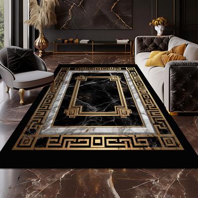 Europäischer Luxus-Teppich für Wohnzimmer, großflächiger Teppich, rutschfest, Schlafzimmer, dekorativer Teppich, waschbar, Lounge-Couchtischmatte