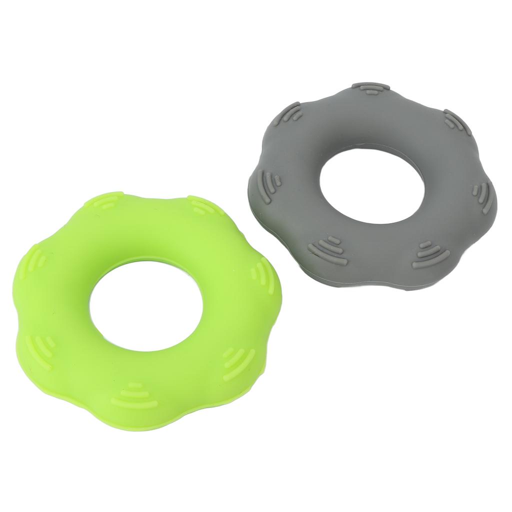 2pcs Hand Grip Strengthener Silicone 40lb Green Exerciser Ring 40lb Gray Strength Ring for Muscle Training Massage