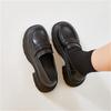 New Thick-soled College Style Casual Loafers Black Genuine Leather Fashion Pumps Girls Heels Shoes Female Women British Style