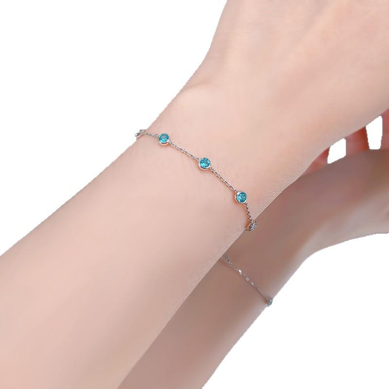 Paraiba Bubble Bracelet: New S925 Sterling Silver, Versatile Fashion Jewelry for Women.