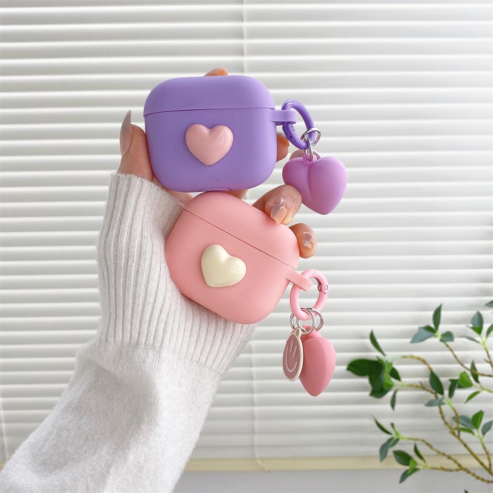 New Silicone Earphone Case For Apple Airpods Pro 1/2/3 Love Pendant High Quality Soft Case Protection Case Fashionable Simple