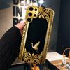 Schwarzgold Luxuriös Goldener Kran Hochwertige Galvanisierte Glas Handyhülle für Samsung Galaxy S26 S25 S24 S23 S22 FE, Ultra, Plus