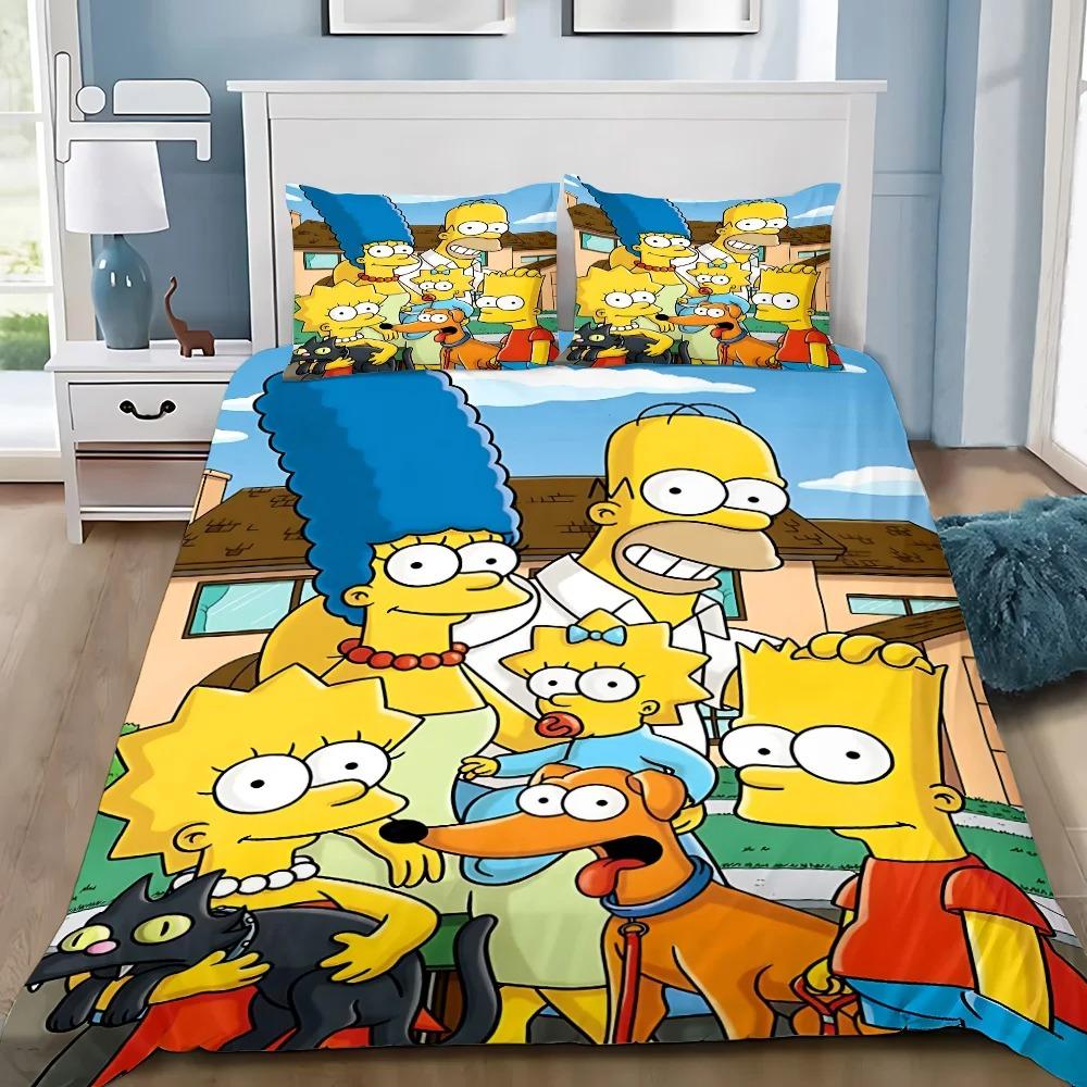 Față de plapumă Față de pernă Set de lenjerie de pat Desene animate S-Simpsonss Adult Băiat Fată Decor cameră Copii Cadou Single Dublu Mărime Mare