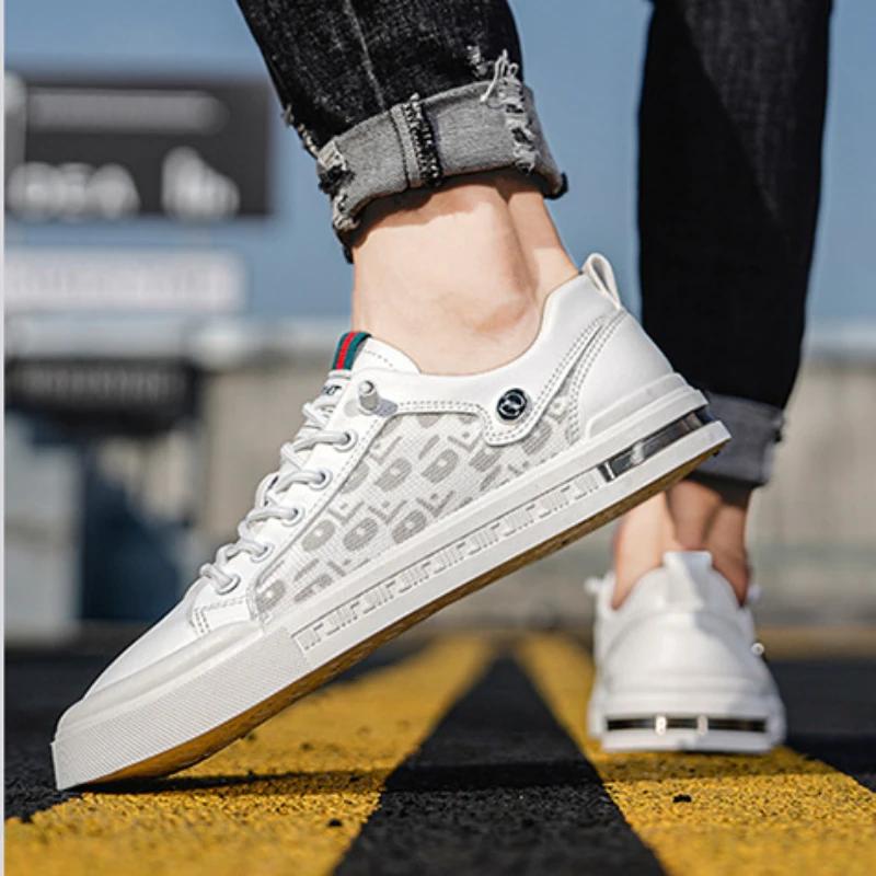 Spring Vulcanized Shoes for Men Fashion Men's Leather Casual Shoes Hot Sell Comfortable Durable Male Flats Zapatillas De Hombre