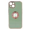 Mobile Phone Case for Iphone 13 with Rose Gold Glitter Plated Ring Stand Ultra Thin Flexible TPU Phone Protective Case