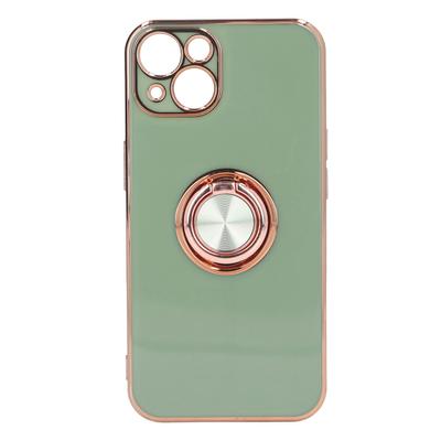 Capa para Celular para iPhone 13 com Suporte de Anel Banhado a Glitter Ouro Rosa, Ultrafina, Flexível, TPU, Capa Protetora para Celular