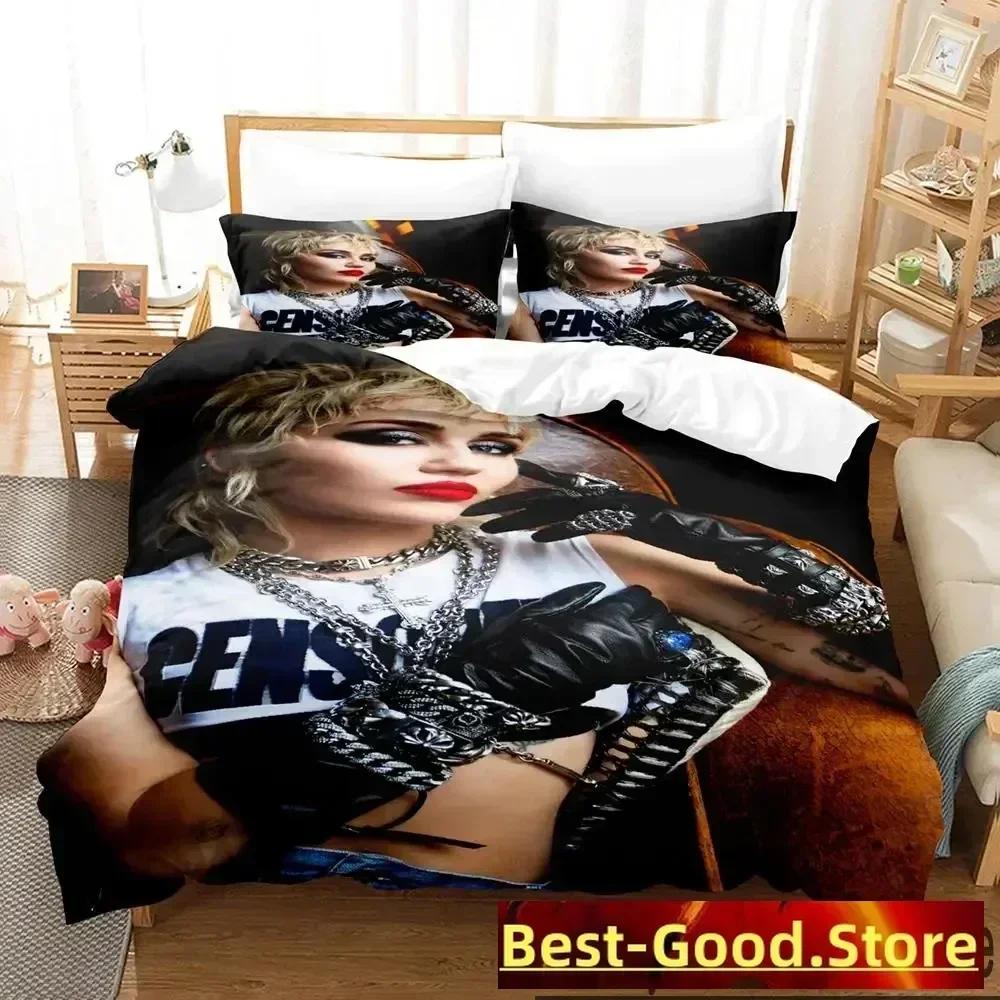 3D Print Miley Cyrus Singer Bedding Set Duvet Cover Sheet Printed Bed Set Pillowcase Bed Full Queen King Size Comforter Bedroom