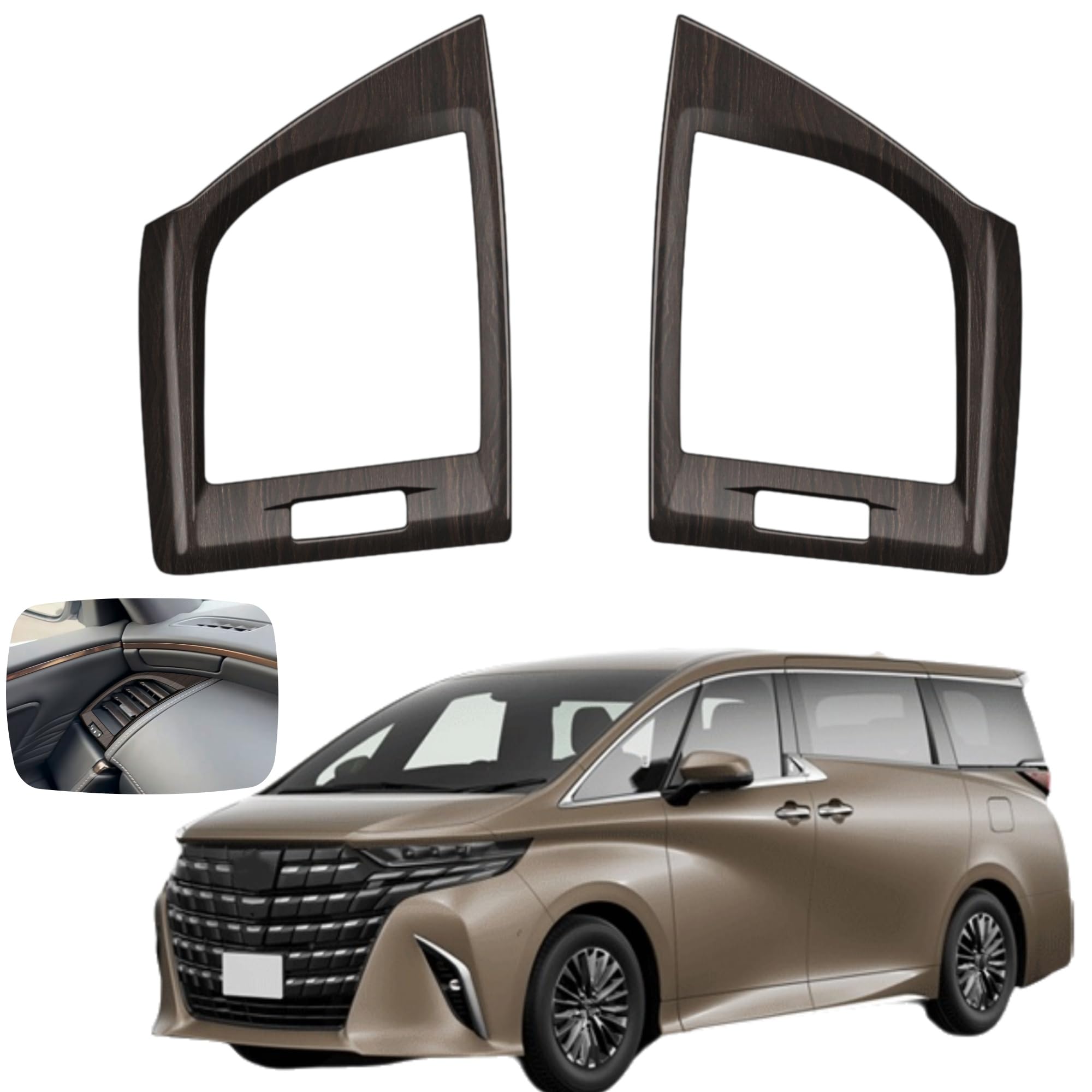 

Glealcco Side Air Conditioner Vent Panel Panel Garnish for the New 40 Custom Interior Parts Cover/Vent Alphard/Vellfire Series, (Woodgrain Black)