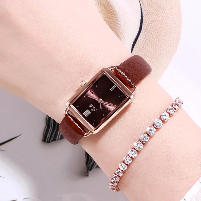 Retro Square Watch Women'S Watch Fashionable And Simple Student Watch Fresh And Versatile Waterproof Quartz Watch