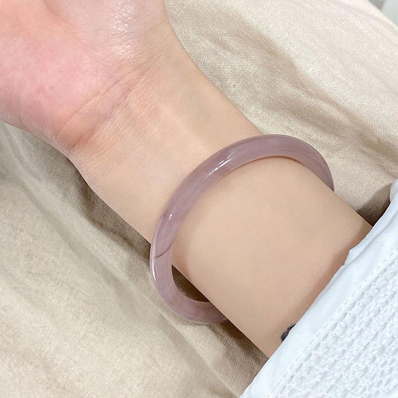 One-Step Glass-Like Jade Bangle: Xiaohongshu Style, Natural Buzhichun Ice-Clear, Women's High-Ice Round Design.