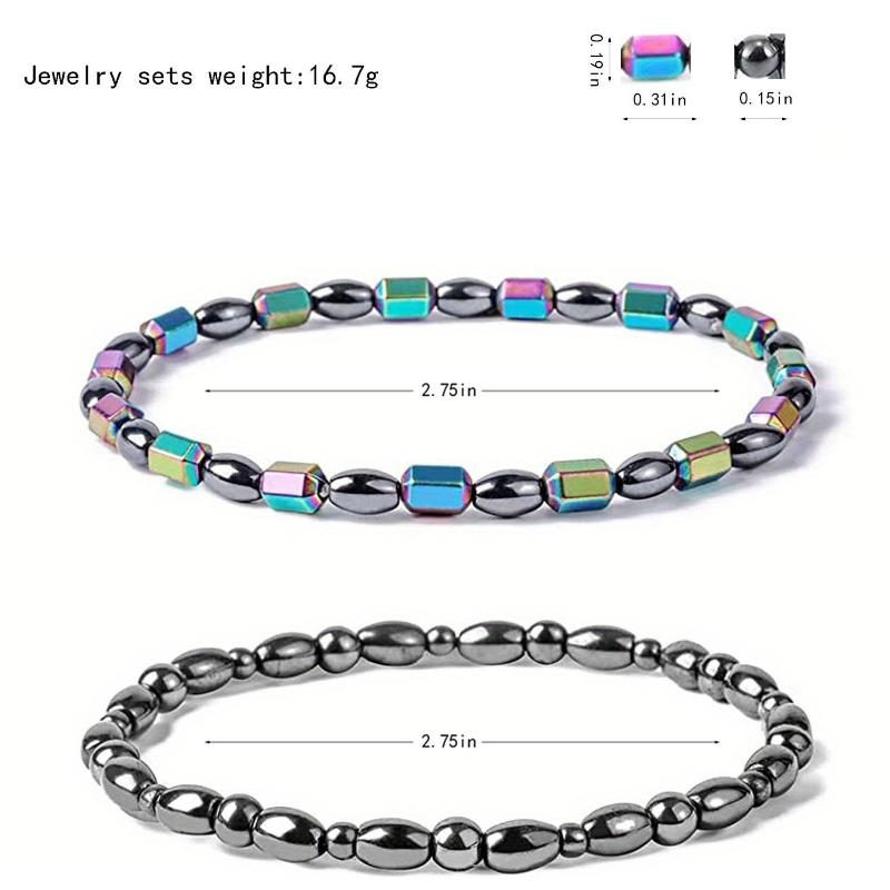 

2шт браслет из камня, браслет из бисера, женские креативные подарки и браслет на щиколотку разноцветный/чёрный