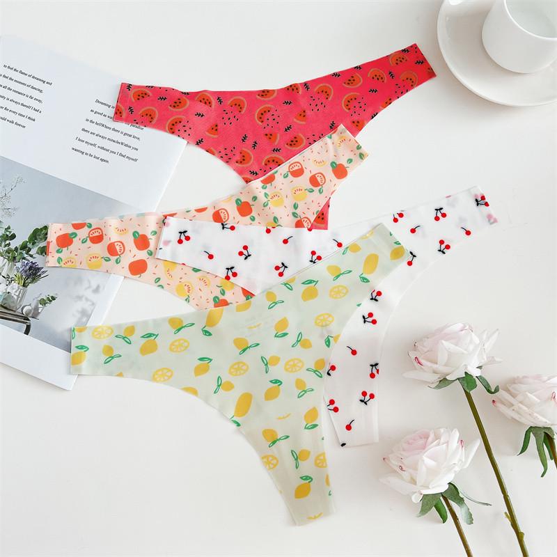 FINETOO SeamlessThongs für Damen, bequeme Dessous, T-Rücken, bedruckte Unterwäsche, sexy G-String, sexy Höschen