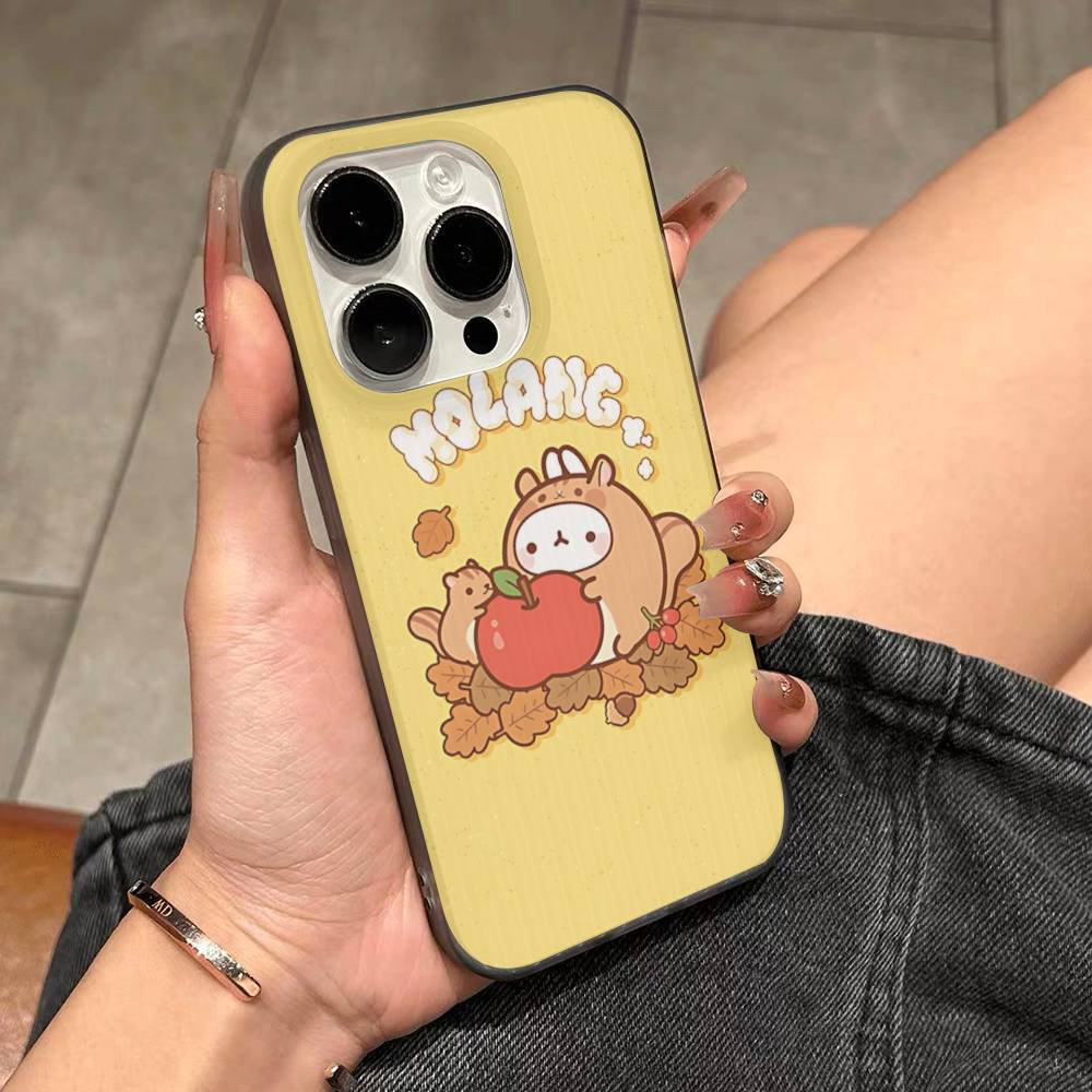 Kawaii Niedliches Kaninchen M-MolangS Anime Für IPhone 17 16 15 Plus Pro Max 12 14 Plus 11 13 Welle Geriffelt Streifen Funda Handyhülle
