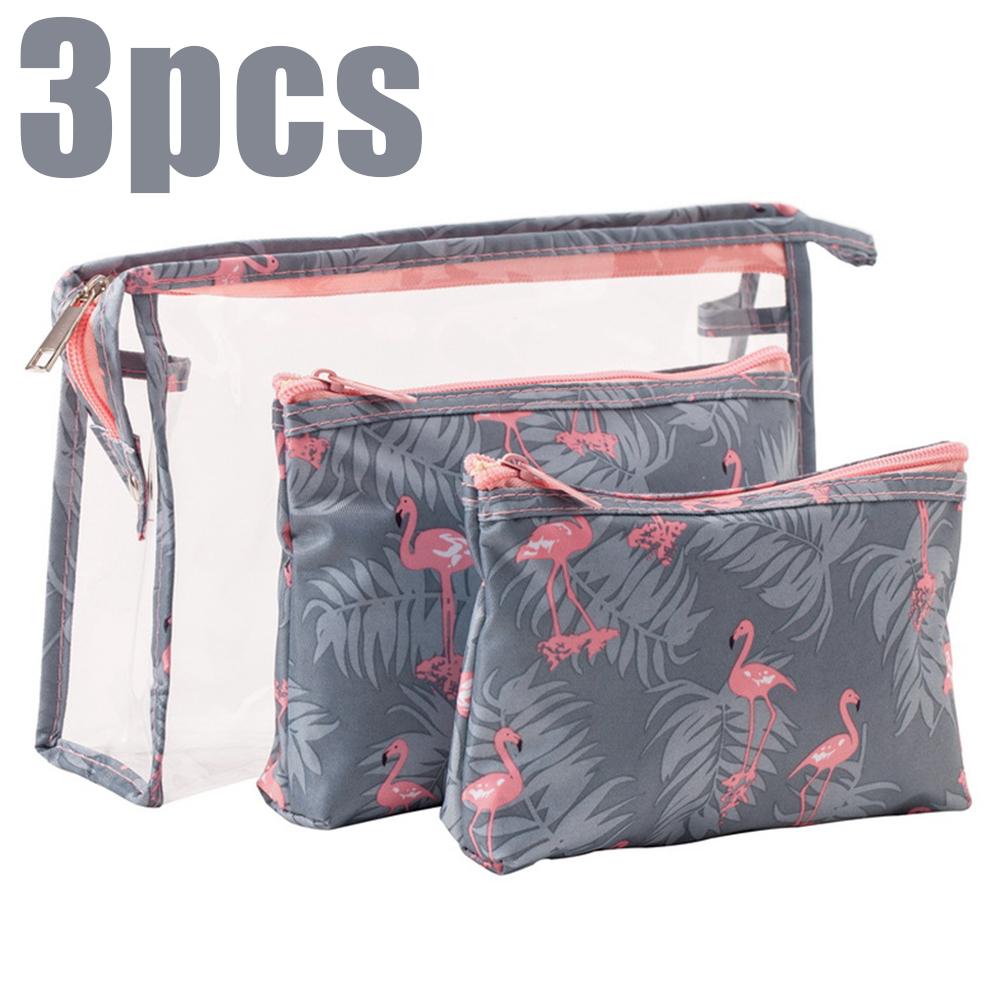 Large Capacity Transparent Pvc Three Piece Storage Bag, Portable Waterproof And Dustproof Travel Set, Toiletries And Makeup Bag