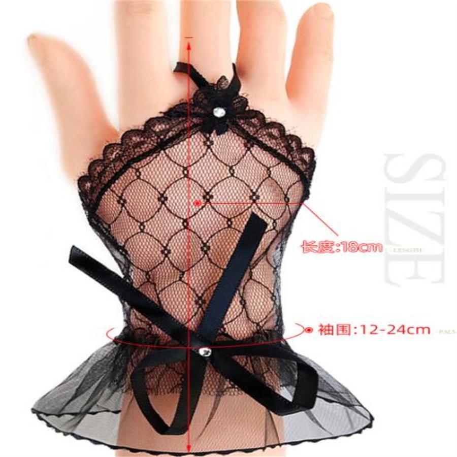 Elegant Short Lace Gloves with Bow, Fingerless Gloves for Wedding, Party & Cosplay