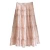 Texture fungus edge pink cake skirt female autumn and winter versatile drape high waist a word skirt big pendulum fairy skirt