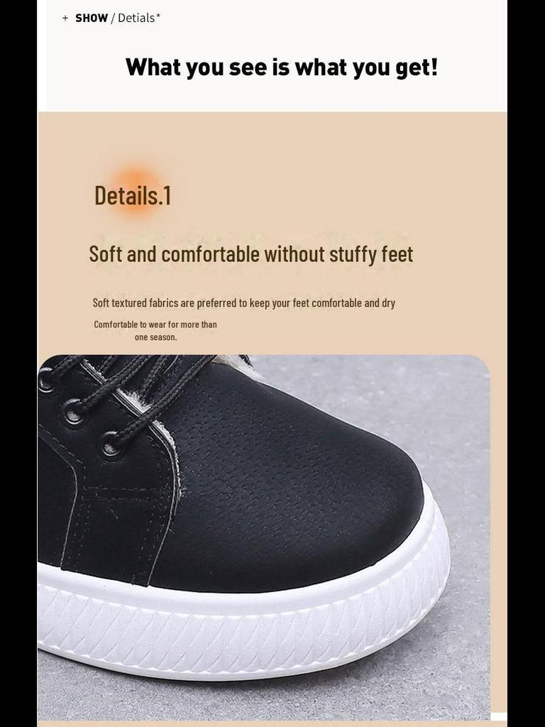 Pluszowe wysokie damskie zimowe buty bawełniane z grubą antypoślizgową podeszwą – koreański styl 2023