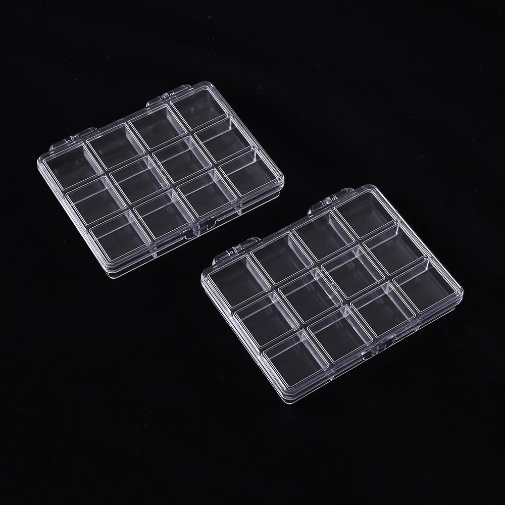 Transparent 12-Grid Plastic Organizer Box for Nail Art, Beads, Electronic Components & Small Items