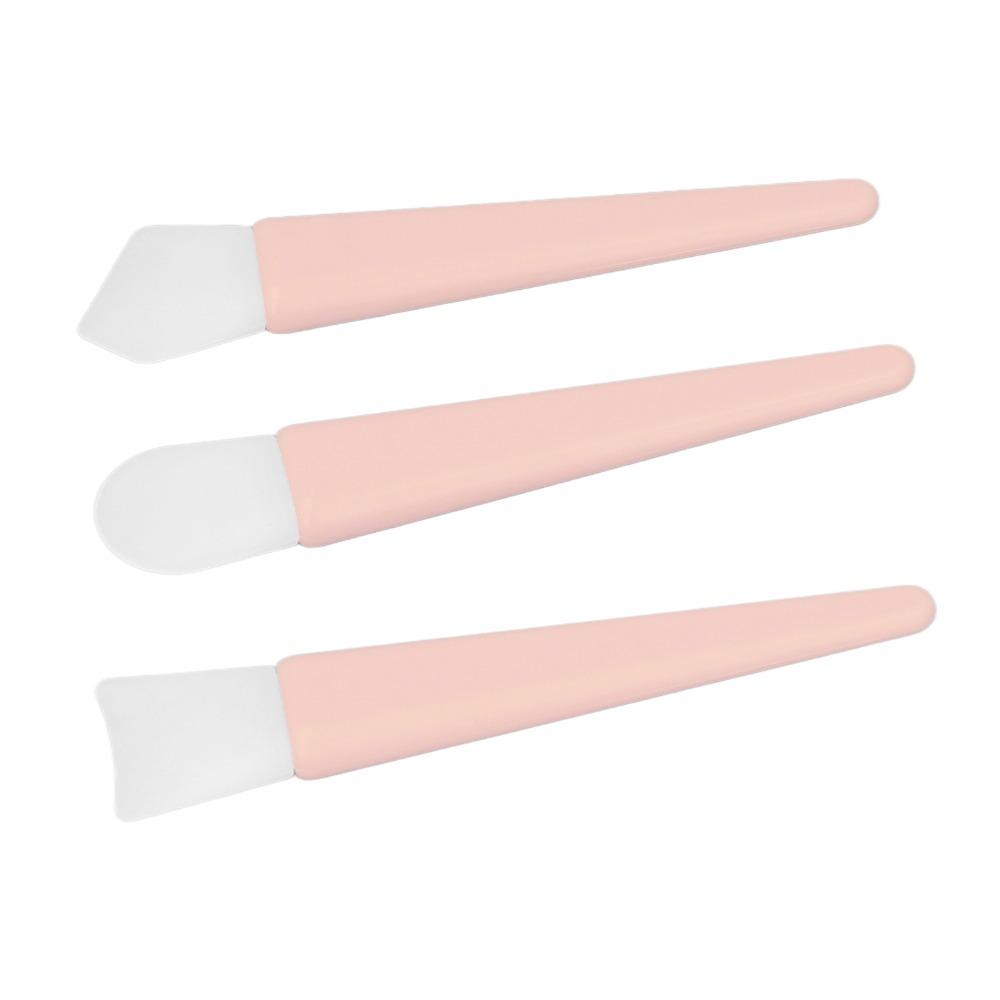 3pcs Easy To Clean Silicone Brush Applicator Kit Soft Silicone Reusable Makeup Brush Travel Use