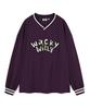 Wacky Willy Typographic Synthetic Fiber Long Sleeve T-Shirt Purple
