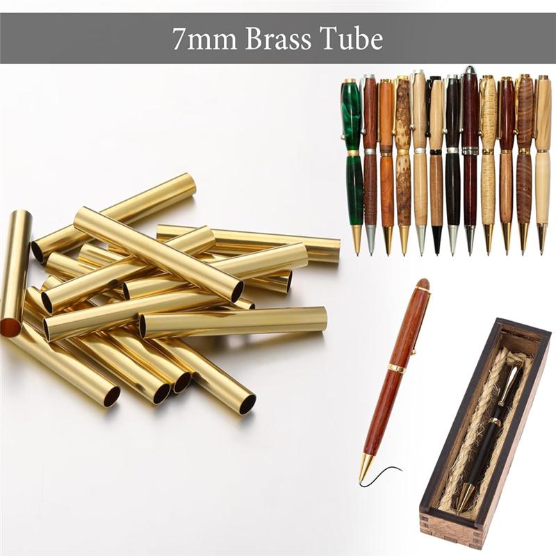 A25F-20Pcs 7Mm Slim Pen Pen Transfer Brass Pen Replacement Accessories For DIY Pen Making Office Supplies Friends Gifts
