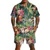 Men's Casual Printed Lightweight Breathable Shirt and Drawstring Shorts Set