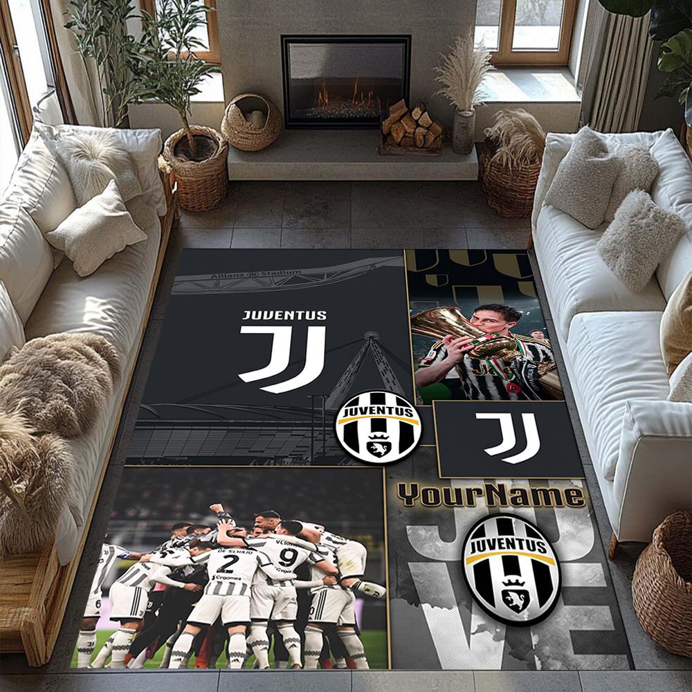 Juventus Customize Text Floor Rug Office Rug Suitable for Playrooms Dormitory Hallway Balcony Anti-slip Rug Office Home Decor Birthday/Christmas Gift
