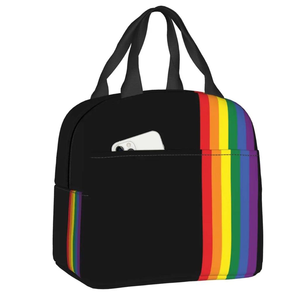 Gay Pride Flag Drip Design Insulated Lunch Bag Women Resuable LGBT Rainbow Lesbian Thermal Cooler Lunch Box Office Picnic Travel