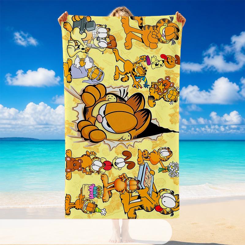 Quick Dry Beach Towel Garfield cartoon Pattern, Lightweight Absorbent Towel for Pool Beach Vacation Use