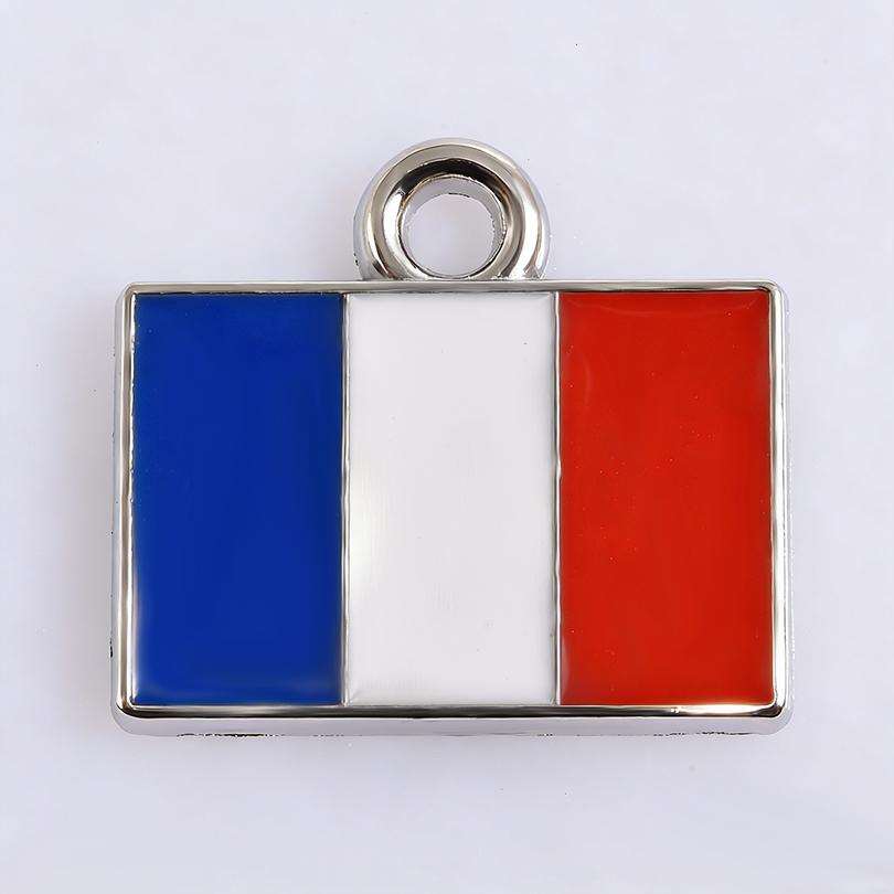 5pcs/Lot Different Countries Flags Enamel Charms For Jewelry Making Supplies Rectangle Silver Color Pendants Handmade Materials