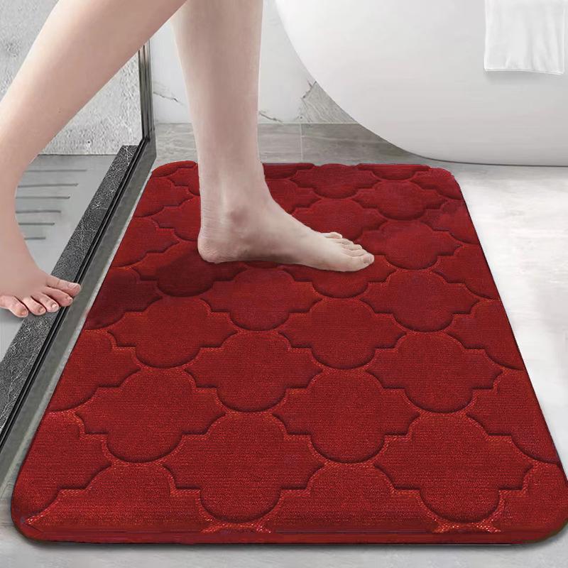Thickened Non-slip Embossed Coral Fleece Bath Mat for Home
