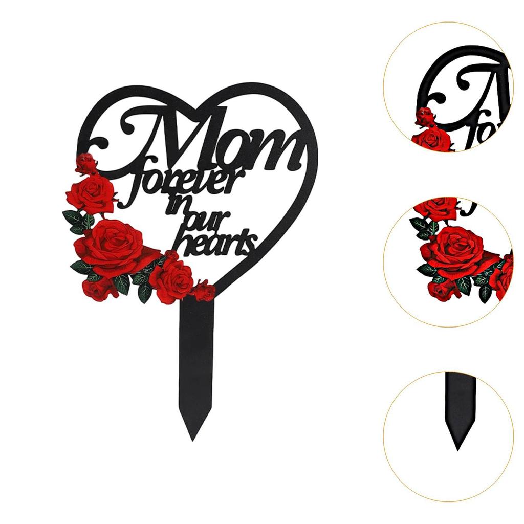 Memorial Grave Marker Cemetery Decoration Remembrance Waterproof Burial Garden Stake for Anniversary Backyard Sign Party Lawn