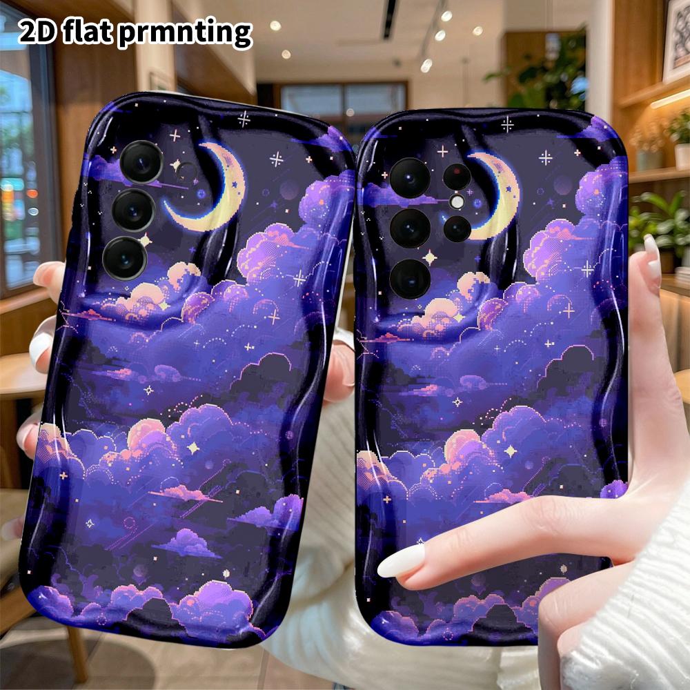 Phone case: 2D flat, suitable for Samsung Galaxy A34 A35 M05 M06 S20 S22 S21 FE Plus 5G protective case, star, moon, clouds, perfect Christmas and Hal