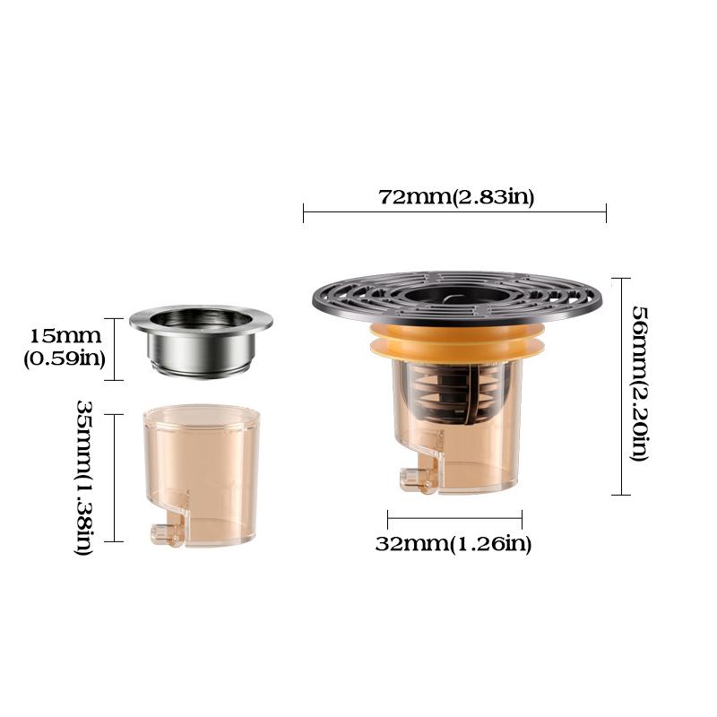 

Удлиненный противозапаховый сливной фильтр для пола, съемный фильтр для волос с решеткой, односторонний слив, обратный поток для кухни, ванной комнаты