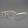 Luxury Rimless Plain Glasses for Men Woman | Non Prescription Rectangular Frameless Flat Lens Eyeglasses