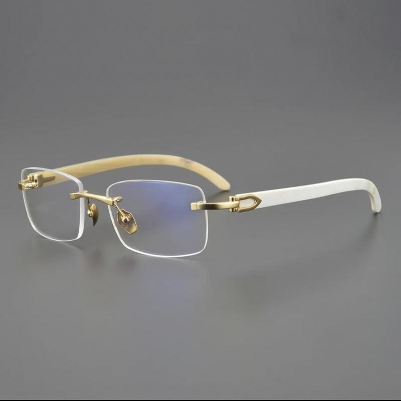 Luxury Rimless Plain Glasses for Men Woman | Non Prescription Rectangular Frameless Flat Lens Eyeglasses