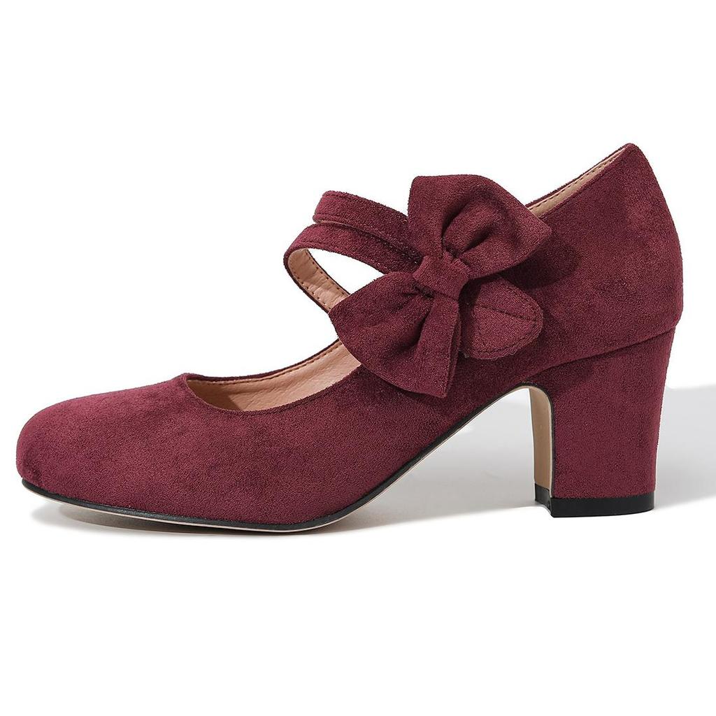Scarpe con Tacco Alto da Donna Taglie Forti 36-45 Punta Tonda Classica Fiocco Autunno Primavera Moda Casual Slip-on Scarpe Eleganti