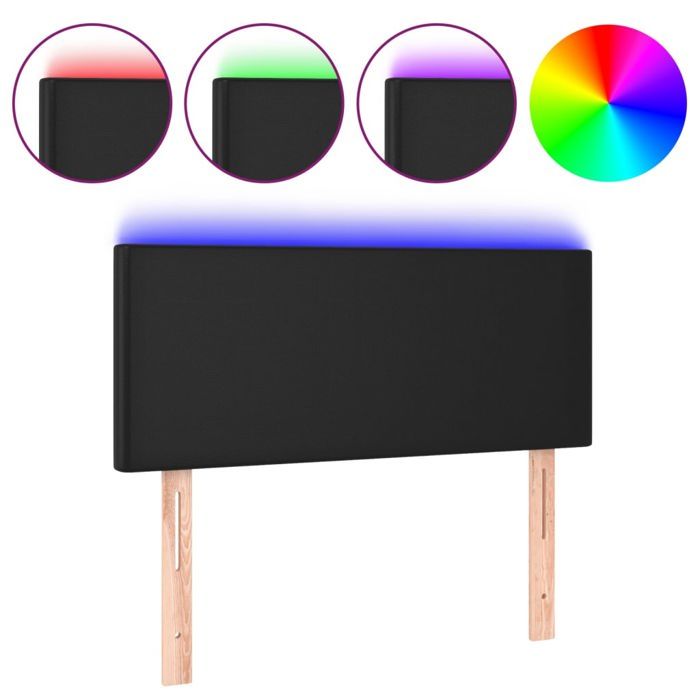 VidaXL Tête de Lit à LED Meuble de Chambre à Coucher Accessoire de Lit Simple Tête de Cadre de Lit Intérieur Noir 90x5x78/88 3121410