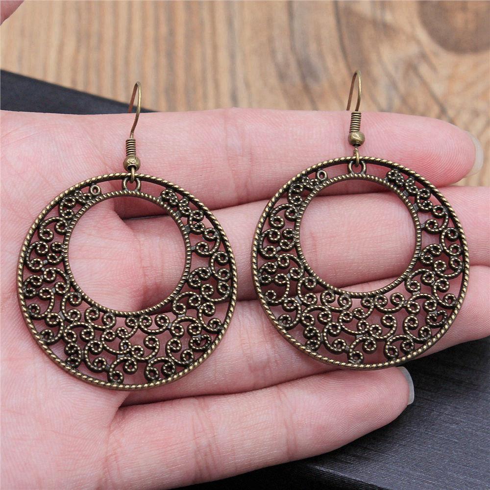 Hängeohrring Pflanze Blume des Lebens Minimalistischer Schmuck Komponenten Ohrringgröße 18x19mm QE020