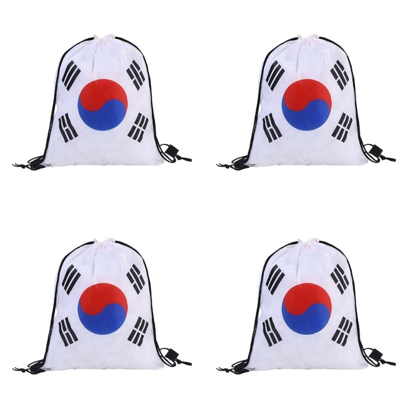 Pack Of 4 Durable Polyester Drawstring Bags With Tournament Flags Football Fan Gift For Party Favors And Sports Event