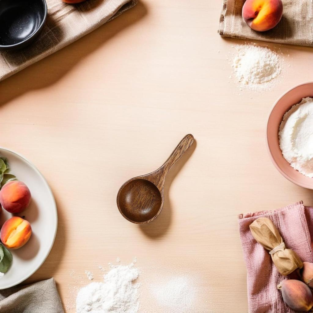 Acacia Wood Measuring Spoon Kitchen Measuring Wooden Scoop Water Scoop Wooden Milk Tea Copper Cups 1/4 Cup Condiments Ice Cream Coffee