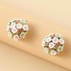 Romantic Ceramic Flower Rose Diamond Alloy Earrings Temperament Ear Buckle Exquisite Stud Earrings Jewelry Popular