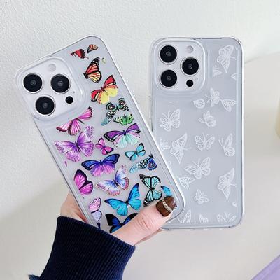 Priehľadné nárazuvzdorné puzdro na telefón s motýľom Pre iphone 15 14 13 12 11 Pro Max Plus Silikónové mäkké TPU zadný kryt