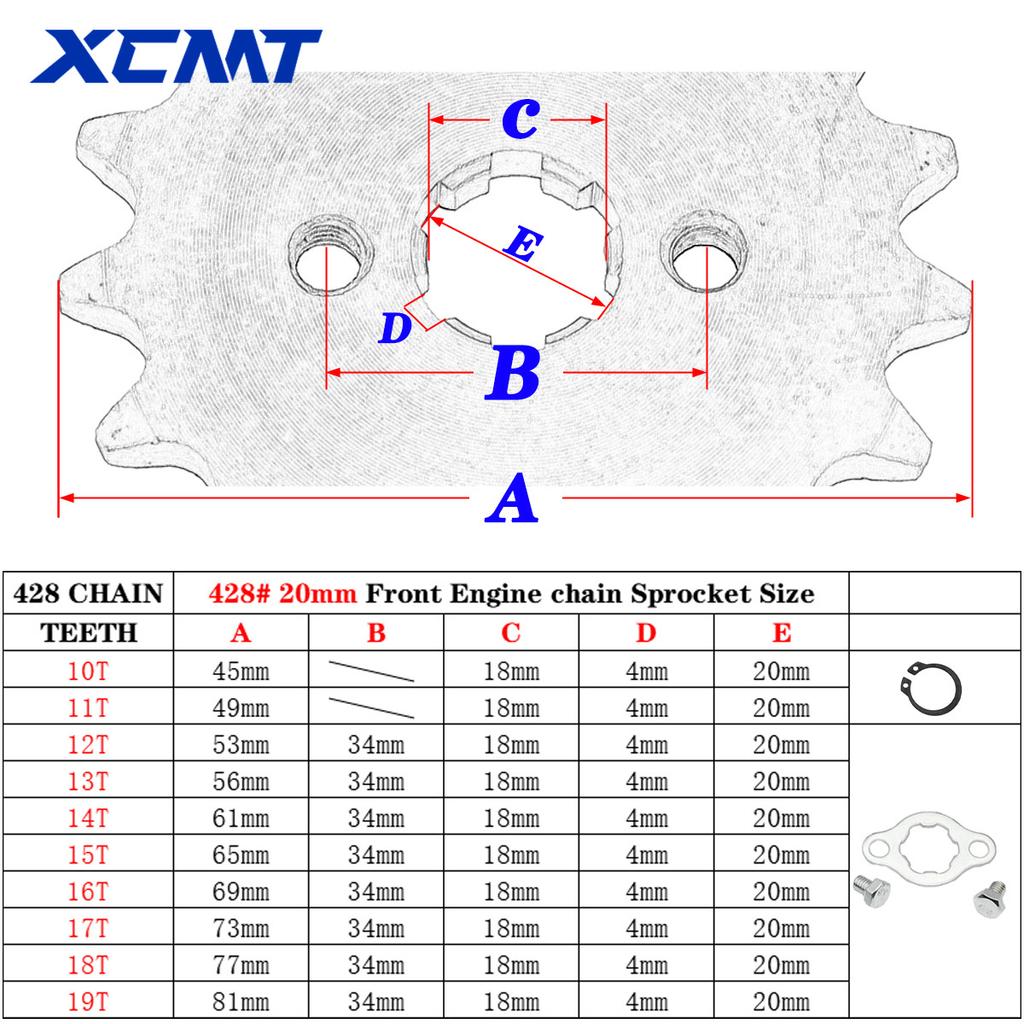 428# 20mm 10T-19T Vorderritzel für BSE SSR SDG KAYO Dirt Pit Bike ATV Quad Go-Kart Moped Buggy Roller Motorrad