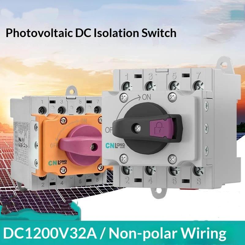 4P Din-Rail Mount Dc Isolator Rotary Switch 32A Dc 1200V Rotating Handle Disconnect Switch For Pv Distribution Box