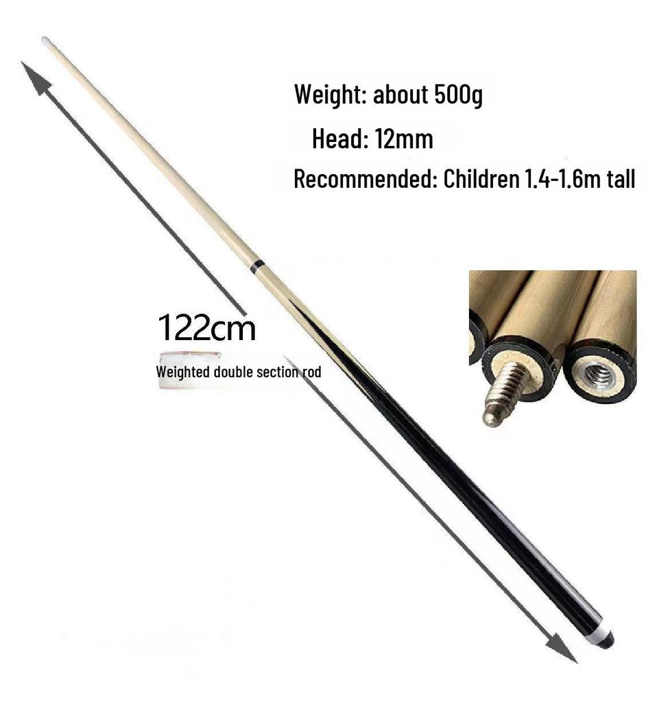 1.2m Children's Split Pool Cue & 1.45m Youth Double Section Weighted White Wood Cue