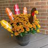 Thanksgiving Turkey Planter Stakes Hand-Painted Wooden Garden Decor for Pots Flower Beds Autumn Fall Harvest Decoration