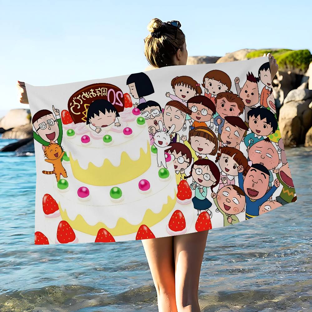 Catoon C-Chibi Maruko Chan Anime Beach Swimming Towel Soft Absorbent Washcloth Children's Gifts for Kids Travel Camping Gym